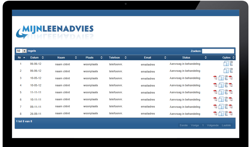 Alle cliënten overzichtelijk weergegeven en eenvoudig te beheren Gallerij